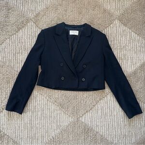 Aritzia Babaton black wool cropped blazer